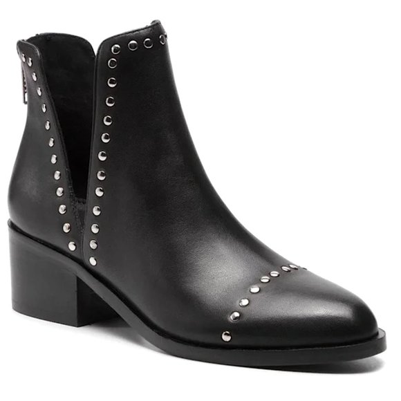 Steve Madden Shoes - STEVE MADDEN Conspire Black Studded Leather Ankle Boots